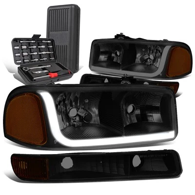 Para GMC Sierra 1999-2007 LED DRL Barra Tintada/Ámbar Faro Parachoques Lámpara + Caja de Herramientas Foto 1 de 4