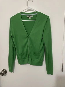 Vintage Tommy Hilfiger limettengrüne Langarm Strickjacke grün transparent Kugelknöpfe - Bild 1 von 7