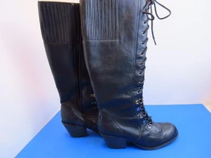 Women's Rocketdog Black Leather Lace Tall Knee Riding Boots 9.5 - Picture 1 of 10