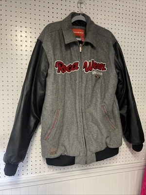 Vintage Rocawear Denim Varsity Black Leather Full Zip XL Jacket - Image 1 of 4