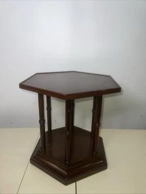 Maryland Classic Vintage Hexagon End Side Table  Brown End Table Side Table - Image 1 of 4
