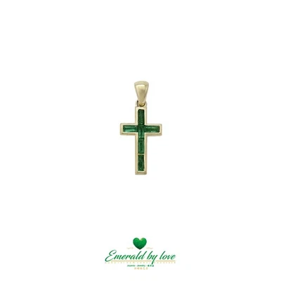0.38 tcw Natural Colombian Emerald Cross Pendant Yellow Gold Cross - Image 1 of 4