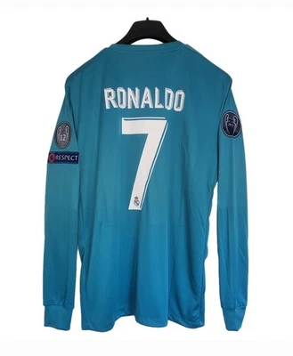 Real Madrid 2017 2018 Away Blue Long Sleeve Ronaldo7 Soccer Jersey  Men's Zs XL - Image 1 of 4