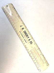 JW Edgerly & Co Druggest Ottumwa Iowa Metal Ruler Drug Store - Picture 1 of 5