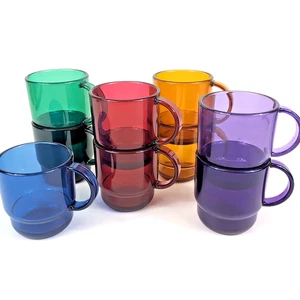 Lot 9 Tupperware Sheerly Elegant Jewel Tone Acrylic 10oz Mugs Stackable Amber - Picture 1 of 16