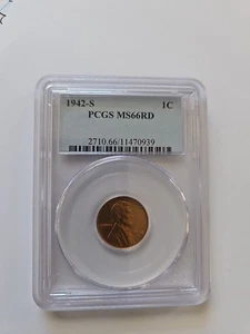 1942 S Lincoln Wheat Cent Penny PCGS MS66RD 324 - Bild 1 von 4