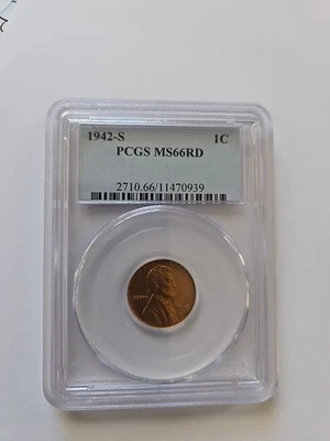 1942 S Lincoln Wheat Cent Penny PCGS MS66RD 324 - Image 1 of 4