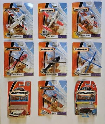 Matchbox Sky Busters Rescue Helicopter/Airplanes Only lot of 9 MBX Metal NEW - Image 1 of 4