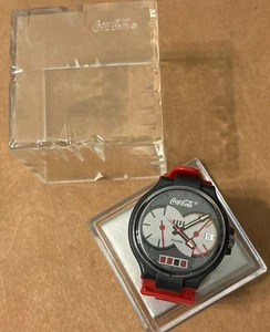 Vintage Coke Cola Watch Swatch 1980's Rare Red And Black With Case Swiss - Picture 1 of 3