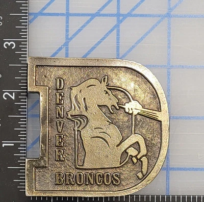 Vintage 80s Logo Broncos Belt Buckle Brass Throwback Classic Letter "D"  - Image 1 of 3