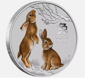2023 1oz Colored Silver Lunar Year of The Rabbit Coin Australia In Capsule - Picture 1 of 2