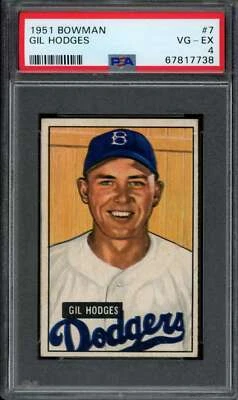 1951 Bowman #7 Gil Hodges PSA 4 Dodgers  (7738) - Image 1 of 2