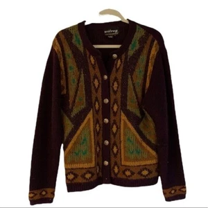 Vintage Wilroy Wollmischung Southwest Azteken Geo Cardigan Pullover Damen Medium Western - Bild 1 von 11