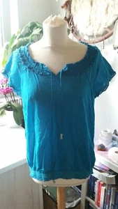 ❤️ TOM TAYLOR Bluse Tunika Gr. 40 L Türkis Blau Perle Hippie Boho Vintage❤️ - Bild 1 von 17