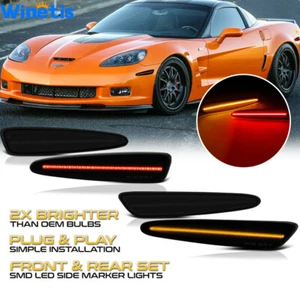 4X For 2005-2013 Chevy Corvette C6 Smoked Lens Front Rear LED Side Marker Lights - Picture 1 of 8
