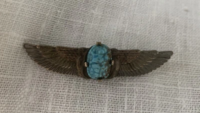 BELLE et GRANDE BROCHE ANCIENNE ART DECO avec SCARABEE Ailé    - Photo 1/4