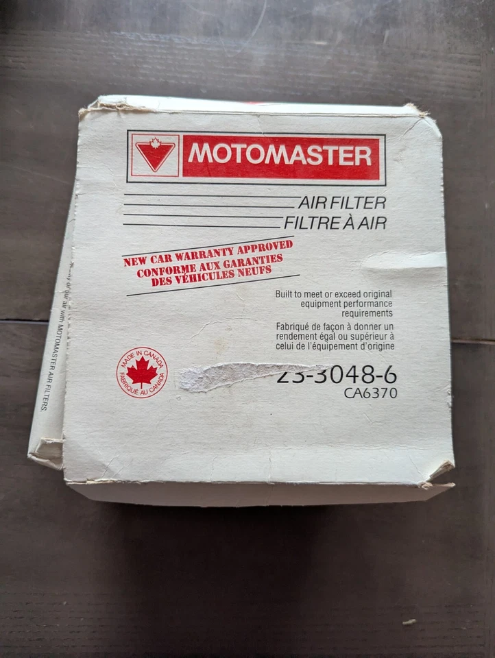 Motomaster Air Filter 23-3046-6 CA6370 87-88 Chev Beretta, Corsica, Tempest NOS Foto 1 de 3