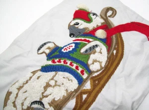 Pottery Barn Polar Bear on Sleigh Lumbar Embroidered Sofa Toss Pillow Cover New - Picture 1 of 4