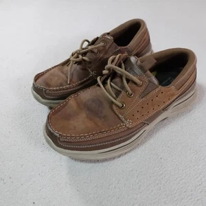 Sketchers Scarpe Uomo 9.5 Marrone Pelle Stringate Oxford Sneakers 66298EWW Casual - Foto 1 di 21