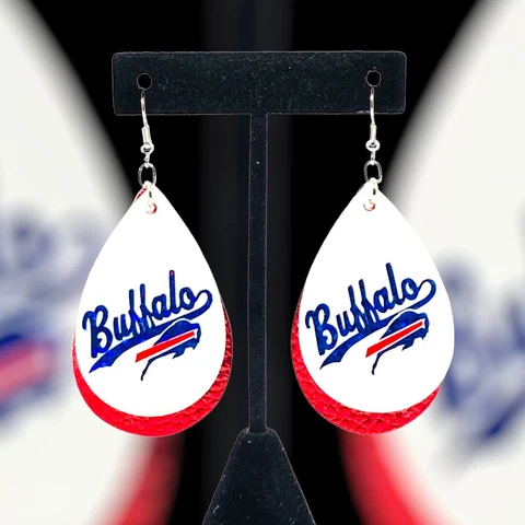 Buffalo Bills Football Layered   Faux Leather Dangle Earrings Cover