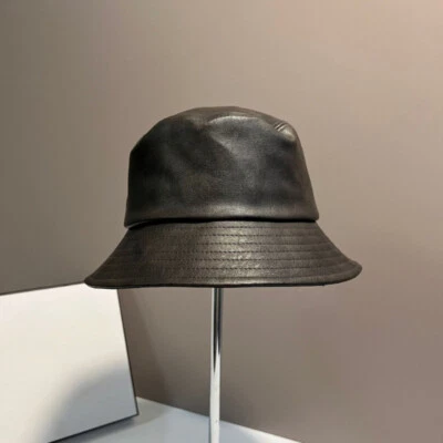 Women Faux Leather Bucket Hat Retro Classic Outdoor Casual Fishing Fashion - Image 1 of 4