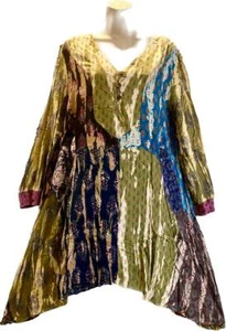 Sacred Threads Hippie Boho Gypsy Festival Patchwork Big Pocket Dress 222615 L/XL - Picture 1 of 5