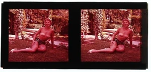 Original 1940 desnudo, placa de vidrio estéreo positiva, fotografía en color temprana - Imagen 1 de 1