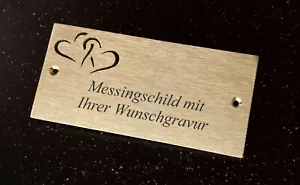 MESSINGSCHILD Türschild - mit Herzen - 125x60 mm - mit Ihrer WUNSCHGRAVUR - Bild 1 von 3