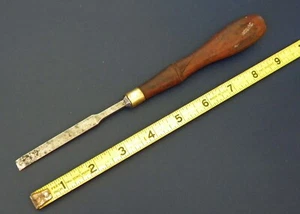 Vtg 9" Buck Brother's Cast Steel 1/4" Tang Woodworking Chisel w Wood Handle - Picture 1 of 13