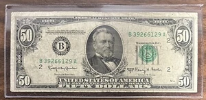 1950 New York B Note B39266129A 50$ Dollar Bill 50BL29 - Picture 1 of 2