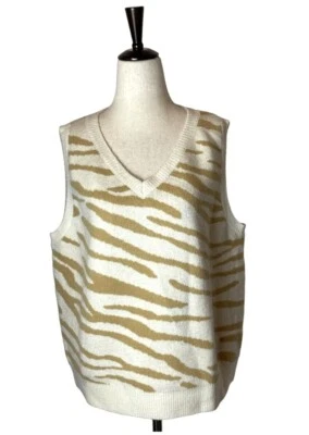Suéter Mujer Colección Le Lis Mediano Marfil Tostado Estampado Animal Chaleco Tejido Nuevo con Etiquetas Foto 1 de 4