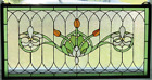 Tiffany Style Stained Glass Window Panel "Fleur De Lis" 32" x 16" FREE SHIP USA