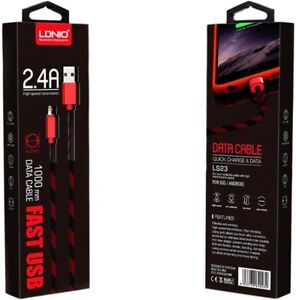 2 back LDNIO LS23 Micro USB Charging & Data Cable 2.4A - Red