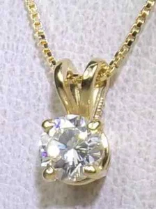 1/4Ct Diamond Round-Cut Solitaire Pendant Women's - Picture 1 of 8