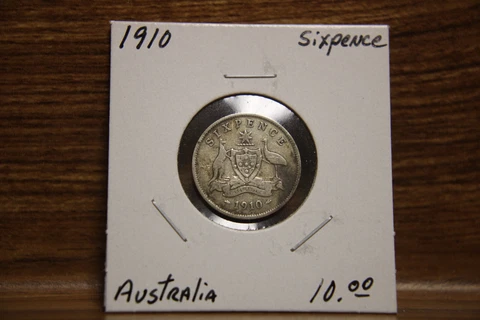 1910 Australia SixPence Lot F23 Cover