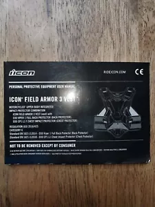 Icon Field Armor 3 Vest User Manual ONLY - Picture 1 of 2