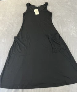 Fashion womens black sleeveless pocket tank top dress size small - Picture 1 of 5