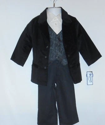Traje elegante negro de cuatro (4) piezas Boyz Wear by Nannette para niños pequeños 2T nuevo con etiquetas Foto 1 de 3