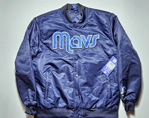 *Dallas Mavericks NBA Ultra Game Men’s Size Large Satin Navy Blue Snap Jacket - Picture 1 of 5