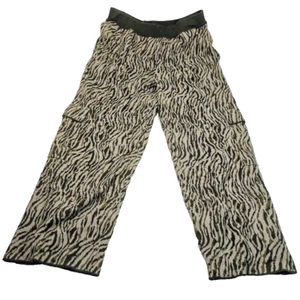 Royalty Wide Leg Zebra Cargo Pants - Men's XL - Green, Black -Comfort Style- New - Picture 1 of 12