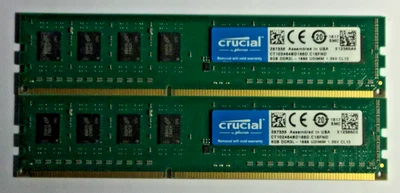 Crucial 16GB (2x 8GB) Kit DDR3 1866MHz PC3 14900 UDIMM Desktop 240Pin Memory Ram - Image 1 of 2