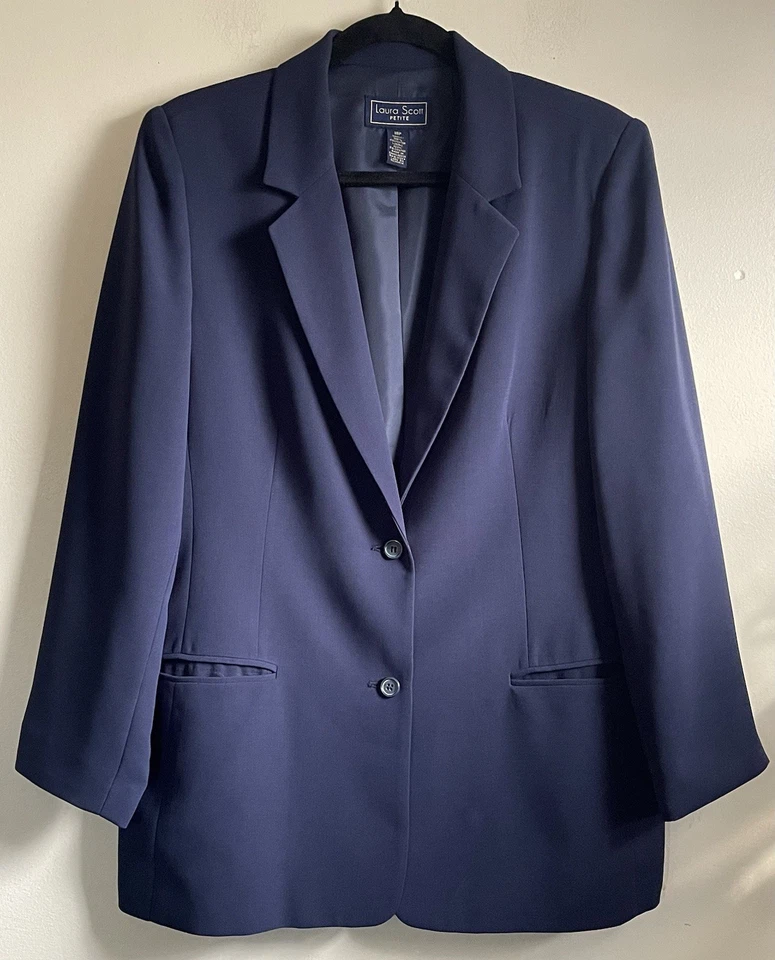Jaqueta Blazer Laura Scott Petites Feminina 16P Azul Poliéster 2 Botões Carreira - Imagem 1 de 4