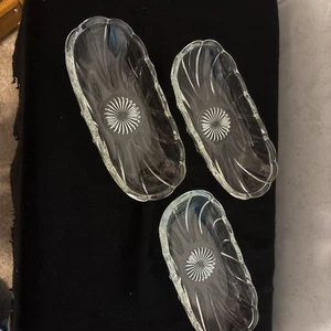 Vintage Anchor Hocking Clear Glass Scalloped Banana Split Dishes, Set of 3 - Picture 1 of 2
