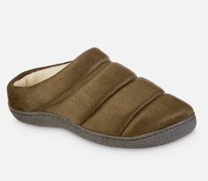 Isotoner Men Rory Hoodback Puffer Slipper Olive Size M - Picture 1 of 3