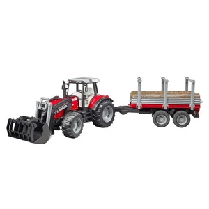 Massey Ferguson 7480 Front Loader Tractor with Timber Trailer and 3 Logs - Picture 1 of 5