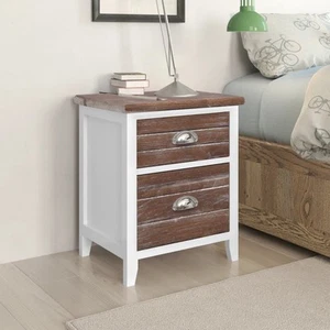 2x Mesitas de Noche 2 Cajones Madera Mesilla de Cama Gris/Blanco/Marrón vidaXL - Imagen 1 de 42
