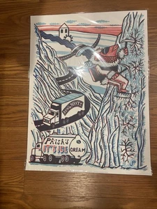 Phish It's Ice Cream Poster by Jim Pollock Ben and Jerrys Linocut Print S/N Rare - Picture 1 of 5