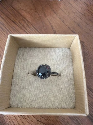 FZN Sterling Silver Black Spinel Gemstone Cocktail Ring - Size 6 - Image 1 of 2