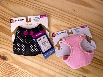 x2 Arnés Top Paw Perro XX-Pequeño Rosa Cómodo Paso Blanco Lunares Chaleco Arco Foto 1 de 4
