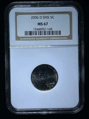 2006 D Jefferson Nickel  SMS NGC MS 67 - Image 1 of 2
